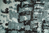 Hand Knotted 5x8 Ivory, Teal and Black Modern Abstract Recycled Silk Area Rug