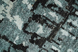 Hand Knotted 5x8 Ivory, Teal and Black Modern Abstract Recycled Silk Area Rug