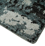 Hand Knotted 5x8 Ivory, Teal and Black Modern Abstract Recycled Silk Area Rug