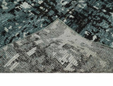 Hand Knotted 5x8 Ivory, Teal and Black Modern Abstract Recycled Silk Area Rug