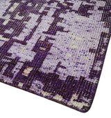 Hand Knotted 5x8 Purple, and Ivory Modern Abstract Recycled Silk Area Rug