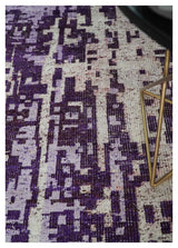Hand Knotted 5x8 Purple, and Ivory Modern Abstract Recycled Silk Area Rug