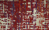 Hand Knotted 5x8 Rust and Blue Modern Abstract Recycled Silk Area Rug