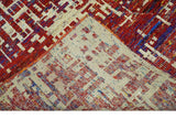 Hand Knotted 5x8 Rust and Blue Modern Abstract Recycled Silk Area Rug