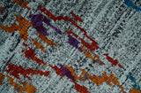 Hand Knotted 5x8 Silver, Red and Gold Modern Abstract Recycled Silk Area Rug