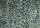 Hand Knotted 5x8 Teal and Ivory Contemporary Bamboo Silk Area Rug