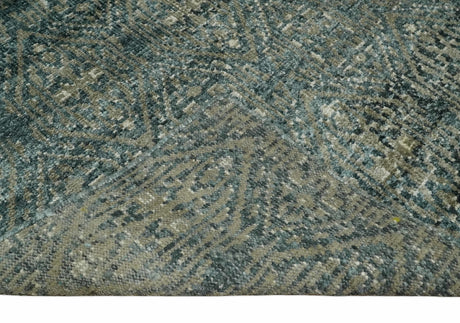 Hand Knotted 5x8 Teal and Ivory Contemporary Bamboo Silk Area Rug