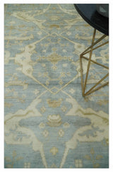 Hand Knotted 6x9 Oriental Oushak Silver and Beige Turkish Style Wool Area Rug