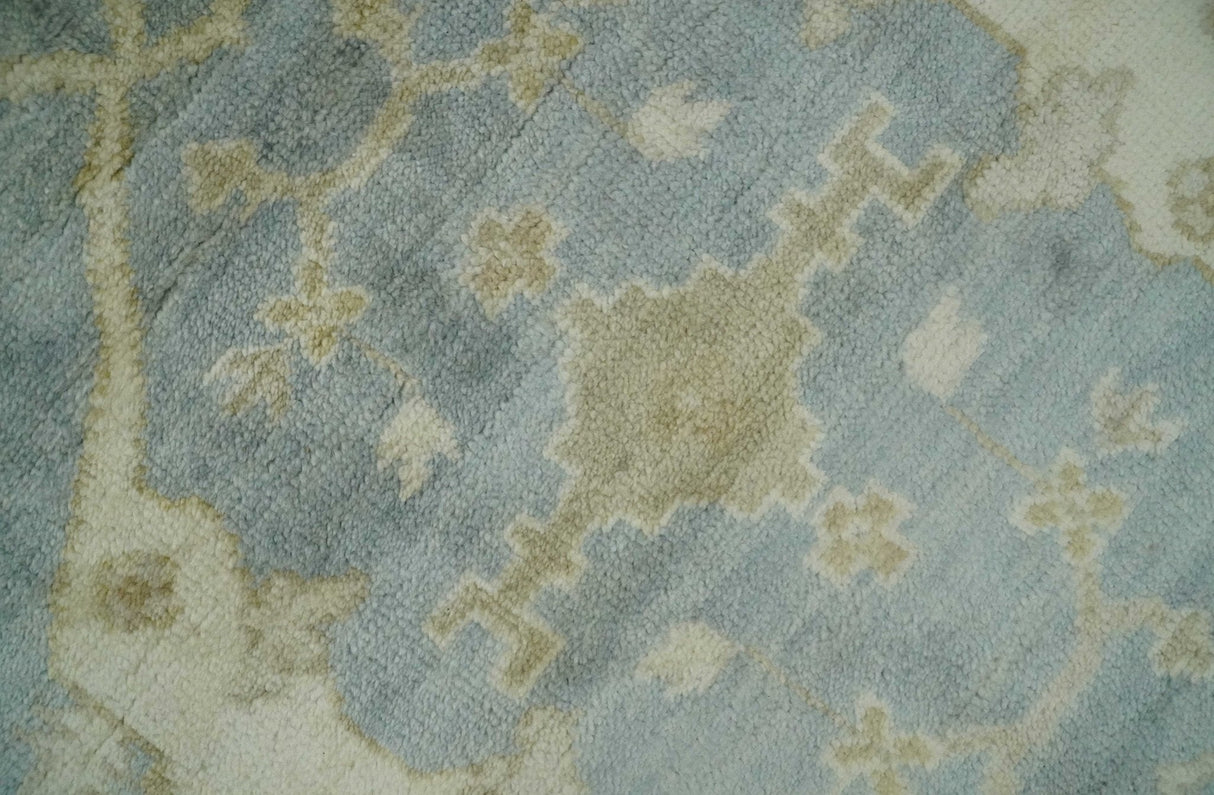 Hand Knotted 6x9 Oriental Oushak Silver and Beige Turkish Style Wool Area Rug