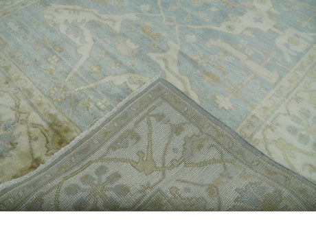 Hand Knotted 6x9 Oriental Oushak Silver and Beige Turkish Style Wool Area Rug