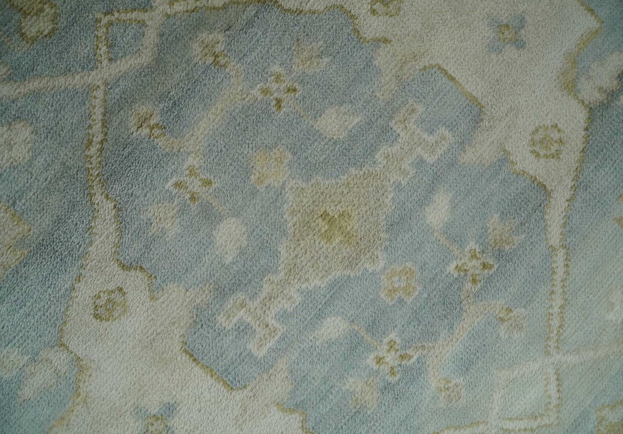 Hand Knotted 6x9 Oriental Oushak Turkish Style Silver and Beige Wool Area Rug