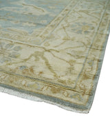 Hand Knotted 6x9 Oriental Oushak Turkish Style Silver and Beige Wool Area Rug