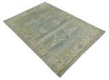 Hand Knotted 6x9 Oriental Oushak Turkish Style Silver and Beige Wool Area Rug