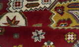 Hand Knotted 7x7 Traditional Kazak Maroon and Ivory Wool Area Rug