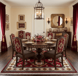 Hand Knotted 7x7 Traditional Kazak Maroon and Ivory Wool Area Rug