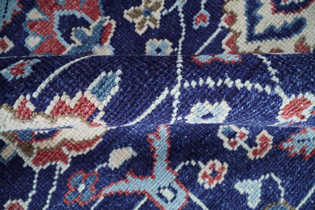 Hand Knotted 8x10 Blue and Rust Traditional Persian Oushak Area Rug