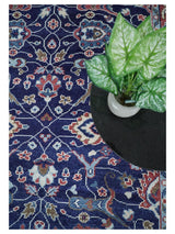 Hand Knotted 8x10 Blue and Rust Traditional Persian Oushak Area Rug