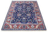 Hand Knotted 8x10 Blue and Rust Traditional Persian Oushak Area Rug