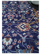 Hand Knotted 8x10 Blue and Rust Traditional Persian Oushak Area Rug