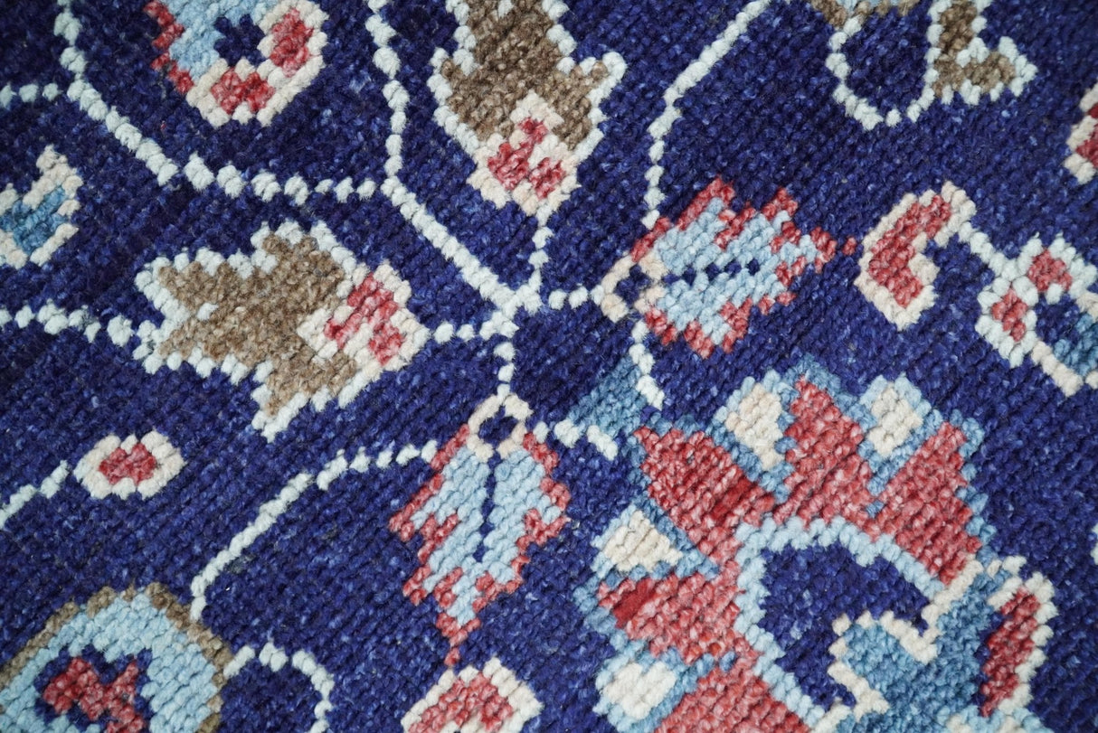 Hand Knotted 8x10 Blue and Rust Traditional Persian Oushak Area Rug