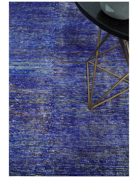 Hand Knotted 8x10 Blue Modern Abstract Silk Bohemian Area Rug