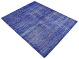 Hand Knotted 8x10 Blue Modern Abstract Silk Bohemian Area Rug