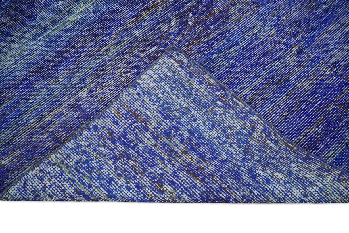 Hand Knotted 8x10 Blue Modern Abstract Silk Bohemian Area Rug
