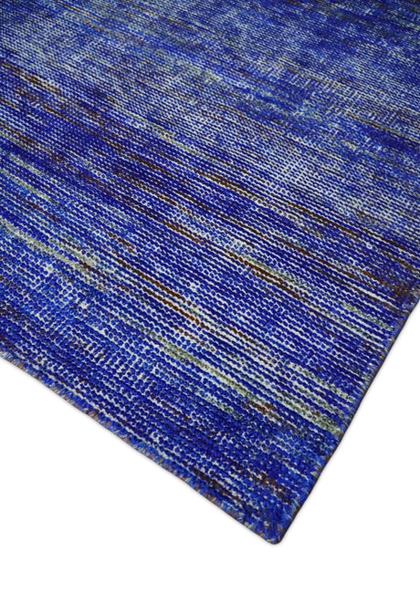 Hand Knotted 8x10 Blue Modern Abstract Silk Bohemian Area Rug
