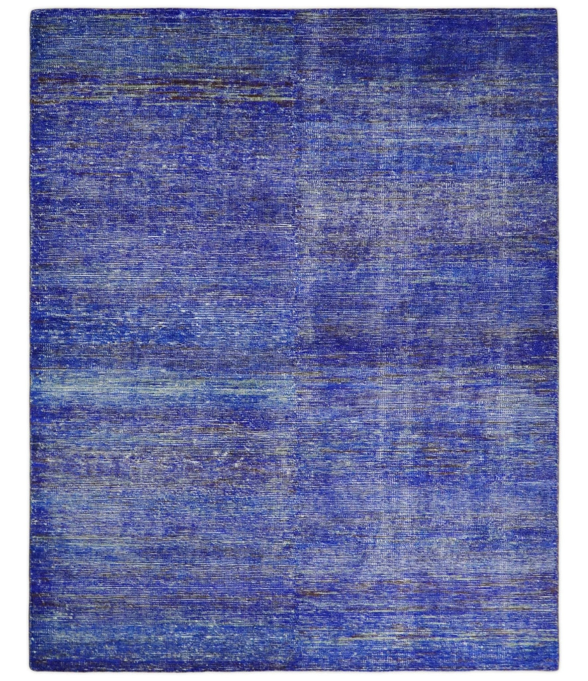 Hand Knotted 8x10 Blue Modern Abstract Silk Bohemian Area Rug