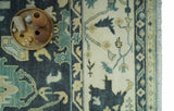 Hand Knotted 8x10 Charcoal, Ivory and Beige Traditional Oushak wool area rug