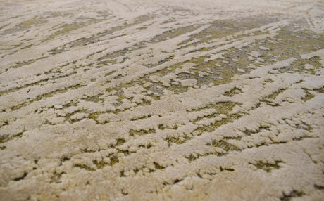 Hand Knotted 8x10 Modern Abstract Beige And Olive Wool Area Rug