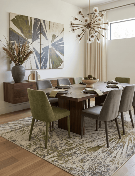 Hand Knotted 8x10 Modern Abstract Beige And Olive Wool Area Rug