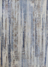 Hand Knotted 8x10 Modern Abstract Blue And Beige Bamboo Silk Area Rug