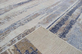 Hand Knotted 8x10 Modern Abstract Blue And Beige Bamboo Silk Area Rug