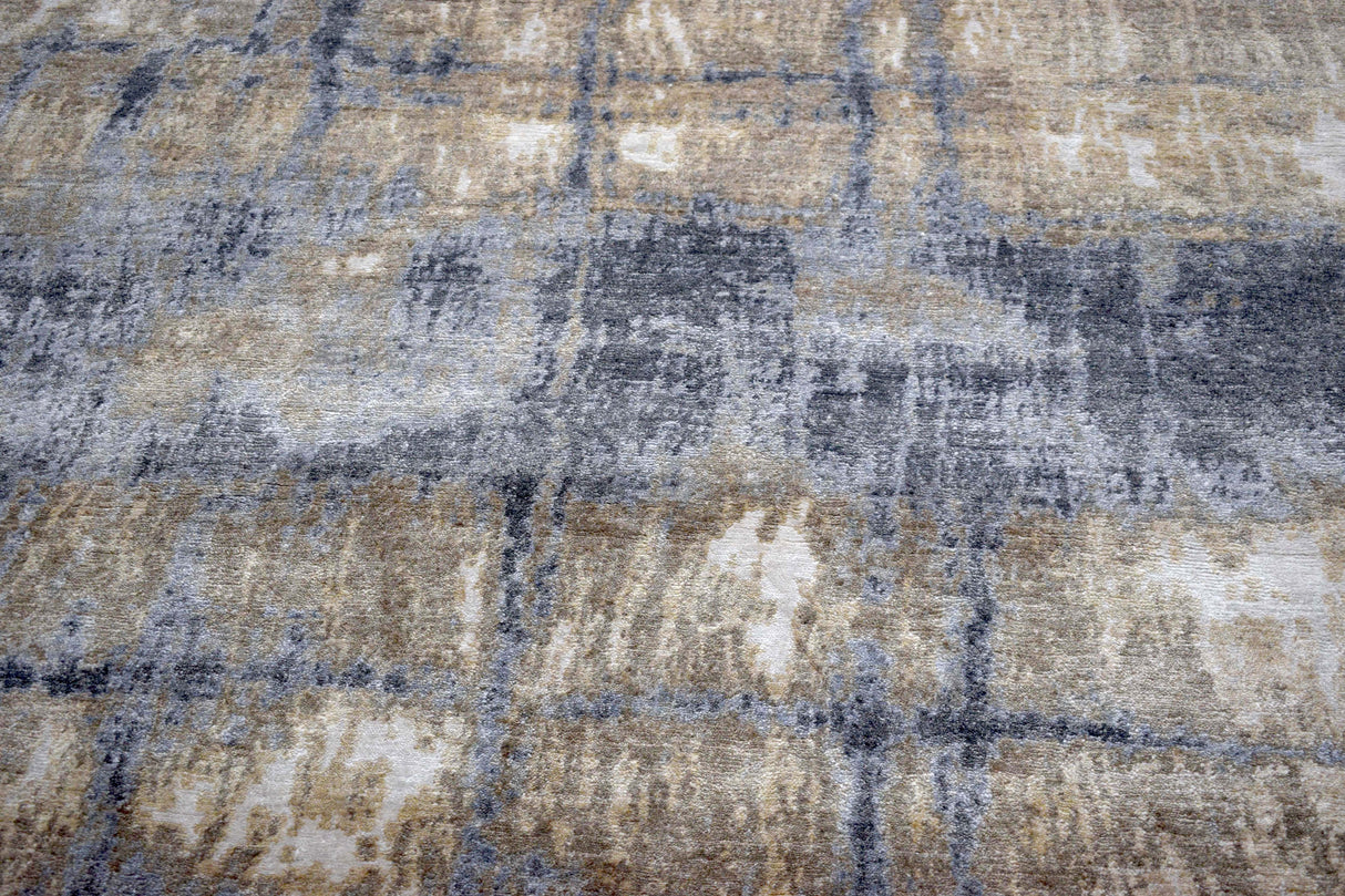 Hand knotted 8x10 Modern Abstract Blue Bamboo Silk Area Rug