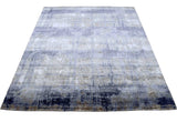 Hand knotted 8x10 Modern Abstract Blue Bamboo Silk Area Rug