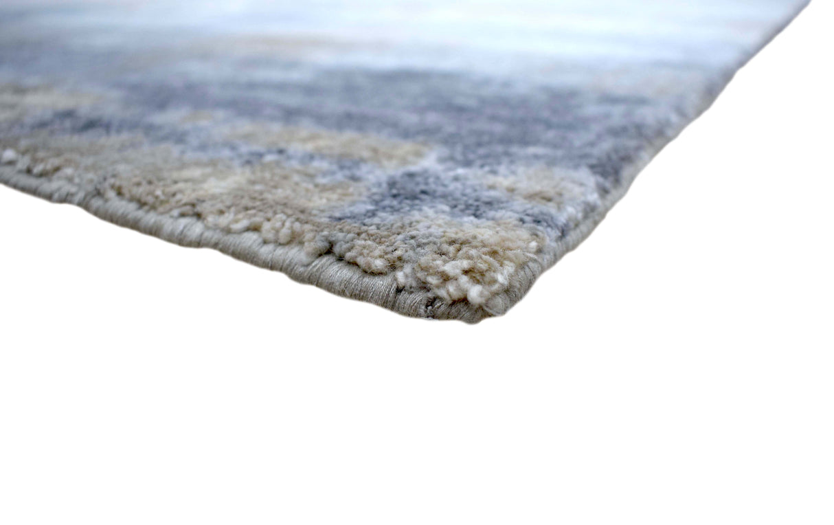Hand knotted 8x10 Modern Abstract Blue Bamboo Silk Area Rug