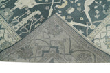 Hand Knotted 8x10 Oriental Oushak Teal and Beige Wool Area Rug
