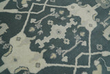 Hand Knotted 8x10 Oriental Oushak Teal and Beige Wool Area Rug