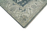 Hand Knotted 8x10 Oriental Oushak Teal and Beige Wool Area Rug