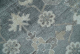 Hand Knotted 9x12 Charcoal, Ivory and Beige Antique Floral Traditional Bamboo Silk Area Rug