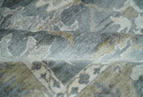 Hand Knotted 9x12 Charcoal, Ivory and Beige Antique Floral Traditional Bamboo Silk Area Rug