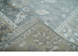 Hand Knotted 9x12 Charcoal, Ivory and Beige Antique Floral Traditional Bamboo Silk Area Rug