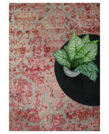 Hand Knotted 9x12 Pink and Silver Modern Abstract Bamboo Silk and Wool Area Rug