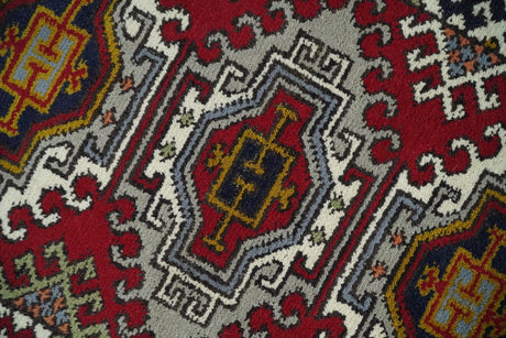 Hand Knotted Antique Kazak Runner Ivory and Red Traditional Tribal Armenian Rug | KZA4-Area Rug-Parc Decor