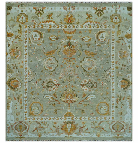 Hand Knotted Antique Peach and Beige Traditional Oushak Custom Made Wool Area Rug