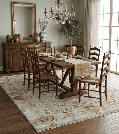 Hand Knotted Antique Peach and Beige Traditional Oushak Custom Made Wool Area Rug