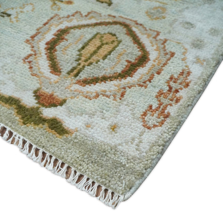 Hand Knotted Antique Peach and Beige Traditional Oushak Custom Made Wool Area Rug