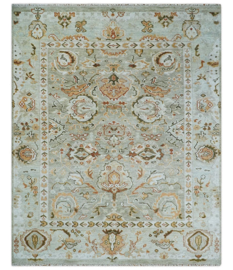 Hand Knotted Antique Peach and Beige Traditional Oushak Custom Made Wool Area Rug