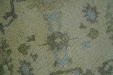 Hand Knotted Antique Style Beige and Silver Traditional Multi Size Oushak Wool Rug